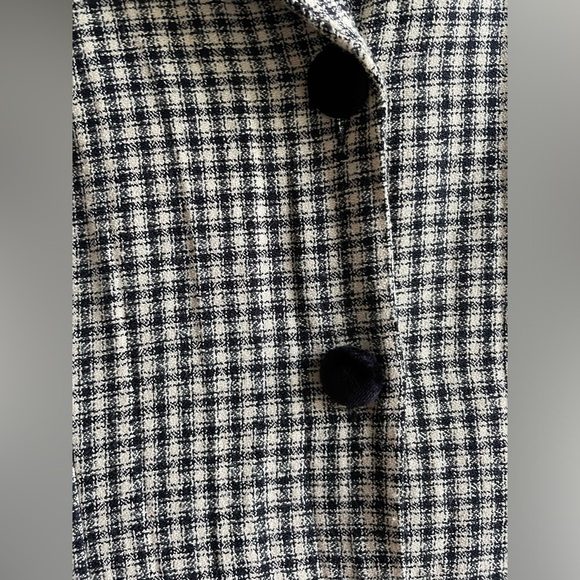 Vintage 90s Benson and Smith Plaid w/ Velvet Trim button-down fitn-flair coat s9 - Picture 6 of 11